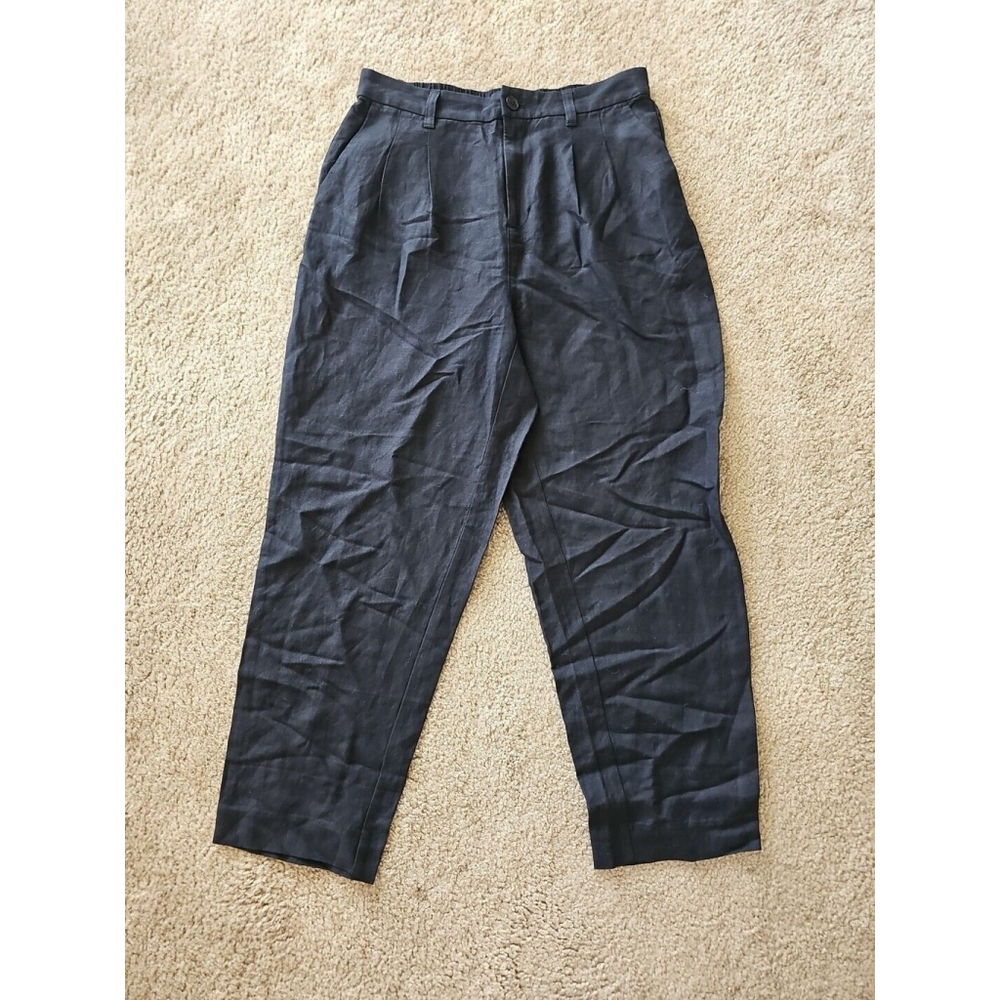 Madewell Petite Tailored Tapered Pant Black Linen-Blend Size 4P